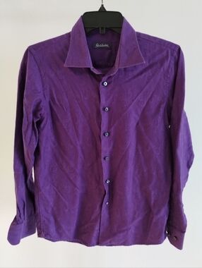 Robert Graham Purple Abstract Long Sleeve Button Up Shirt Boys L 14/16 All Over 
